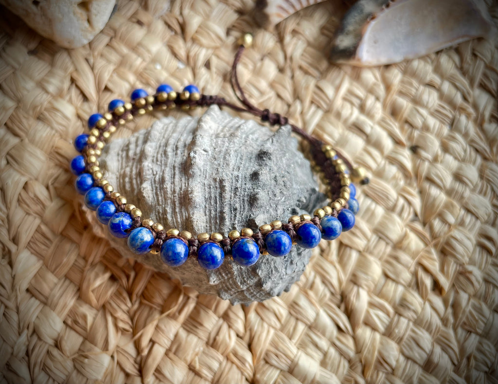 Lapis macrame bracelet
