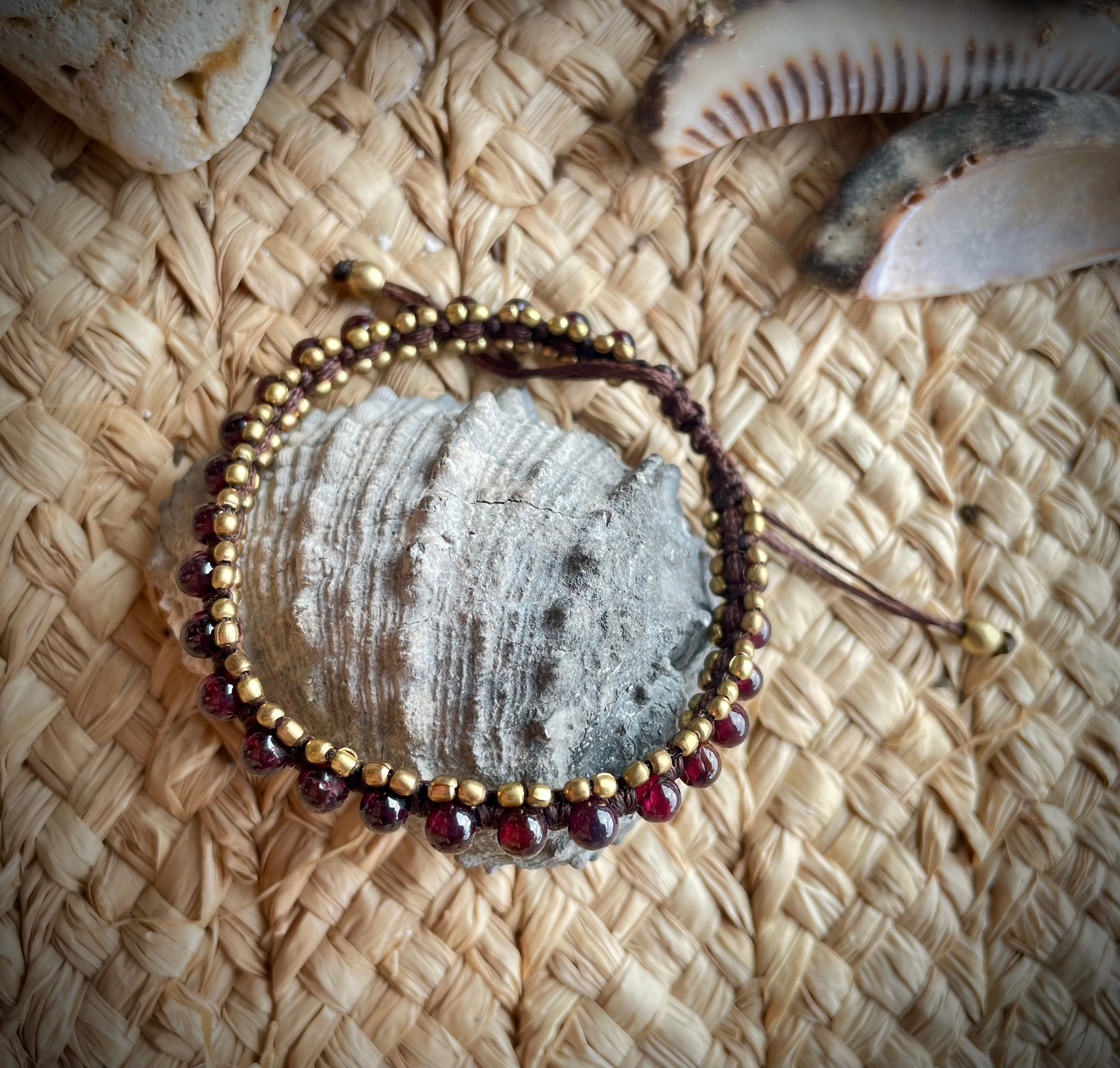 Garnet macrame bracelet