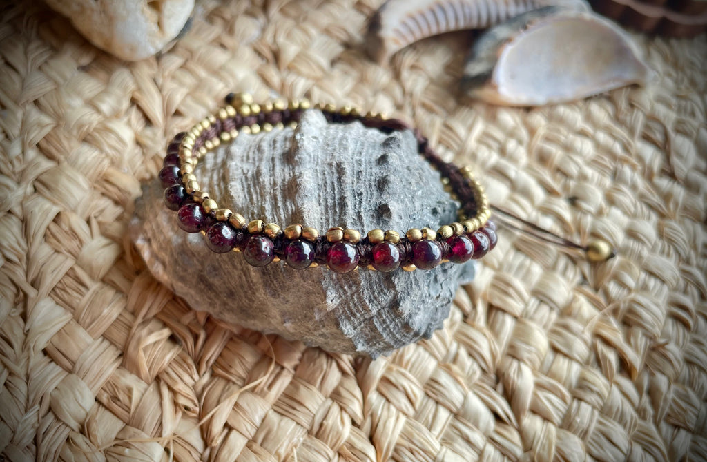 Garnet macrame bracelet