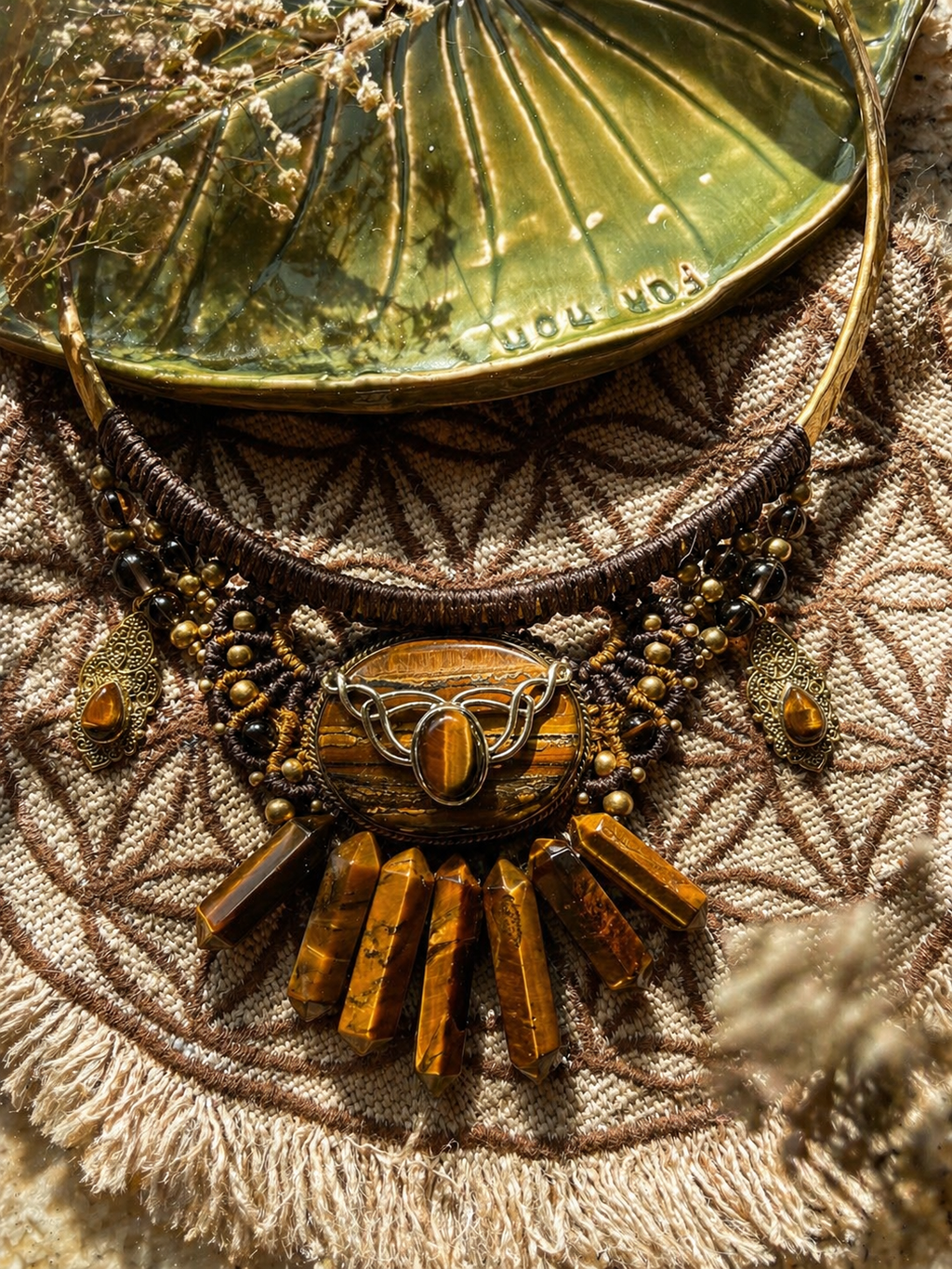 Tiger eye goddess necklace