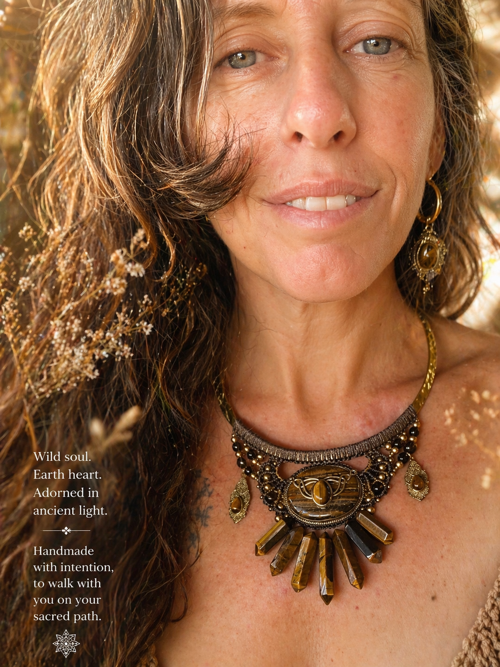 Tiger eye goddess necklace