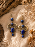 Egyptian scarab blue lapis earrings
