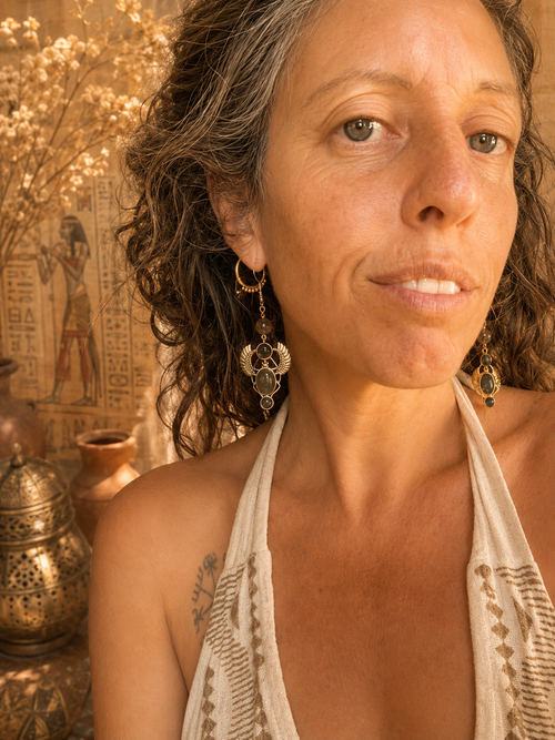 Desert moon scarab earrings
