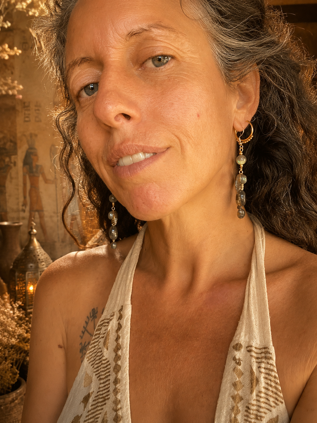 Desert moon scarab earrings