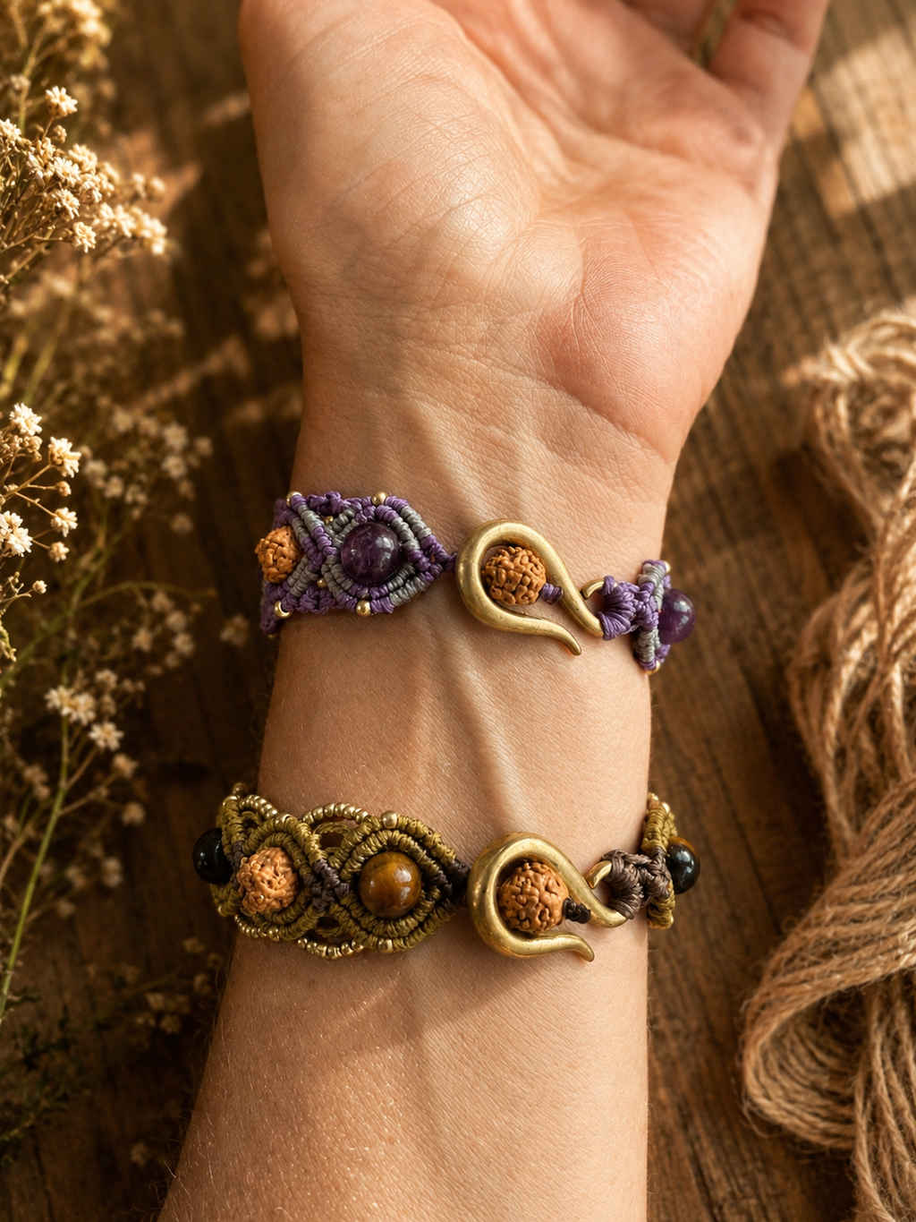Flower of life bracelet with amethyst