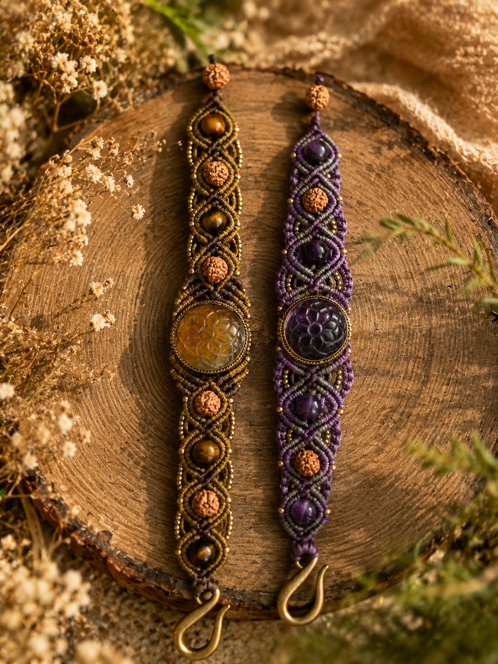 Flower of life bracelet with amethyst