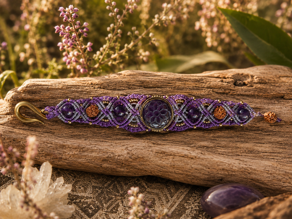 Flower of life bracelet with amethyst